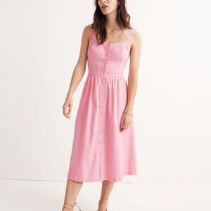 Madewell button front Pink sleeveless midi sun dress  sz 6